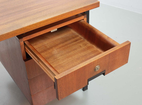 Image 1 of Cees Braakman Writing Desk EU02 Japanese Serie in Teak Wood and Black Steel for Pastoe. The Netherlands, 1960s. 