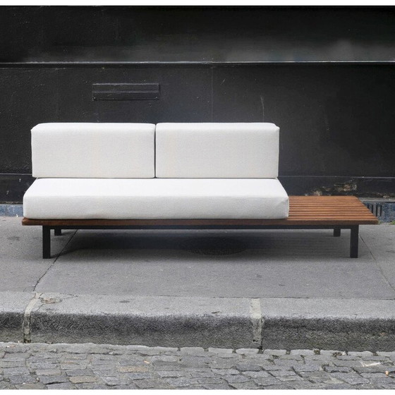 Image 1 of Vintage Cansado bench in mahogany and metal by Charlotte Perriand for Steph Simon, 1950s