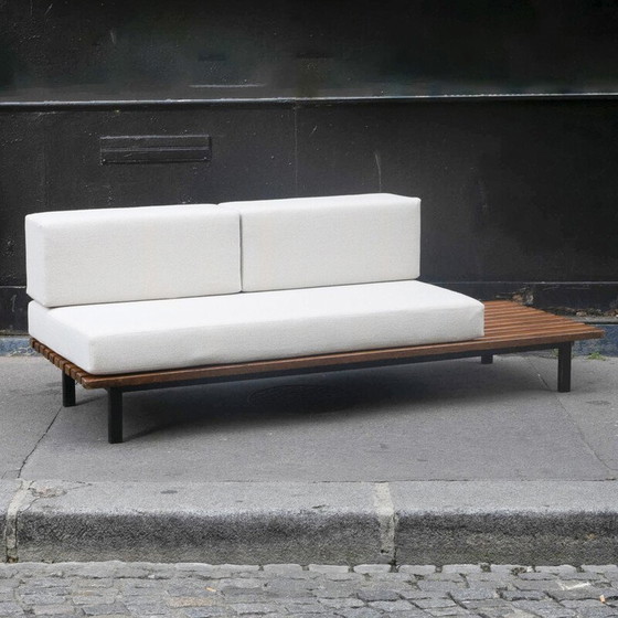 Image 1 of Vintage Cansado bench in mahogany and metal by Charlotte Perriand for Steph Simon, 1950s
