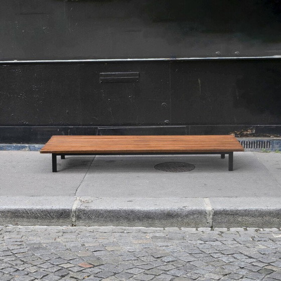 Image 1 of Vintage Cansado bench in mahogany and metal by Charlotte Perriand for Steph Simon, 1950s