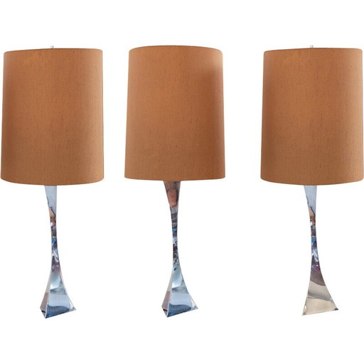 Set di 3 lampade da tavolo vintage in tessuto e metallo di A. Tonello e A. Montagna Grillo, Italia 1970