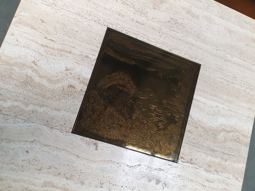 Mesa de centro vintage de travertino de Georges Mathias