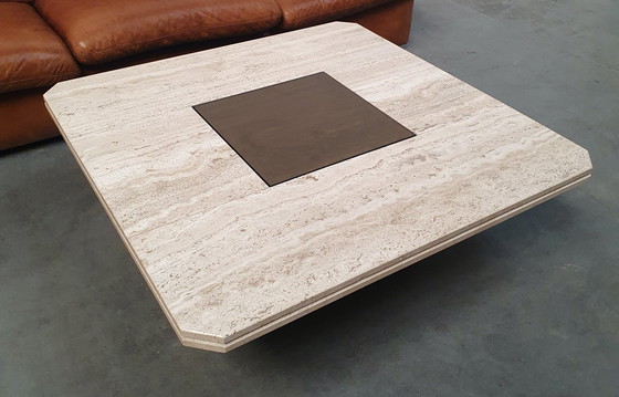 Image 1 of Vintage Georges Mathias travertine coffee table