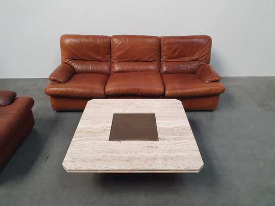 Image 1 of Vintage Georges Mathias travertine coffee table