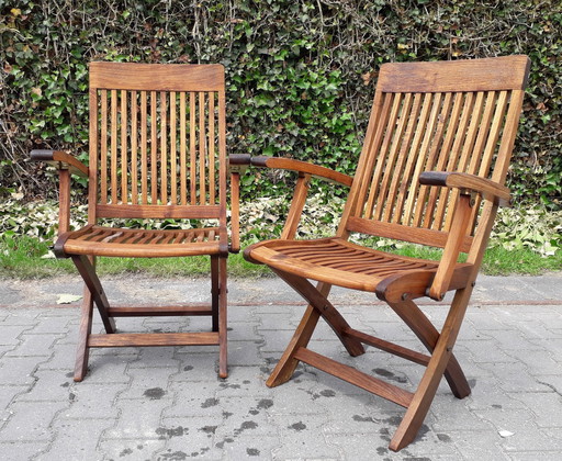 2 Select Garden teak bistro chairs, folding