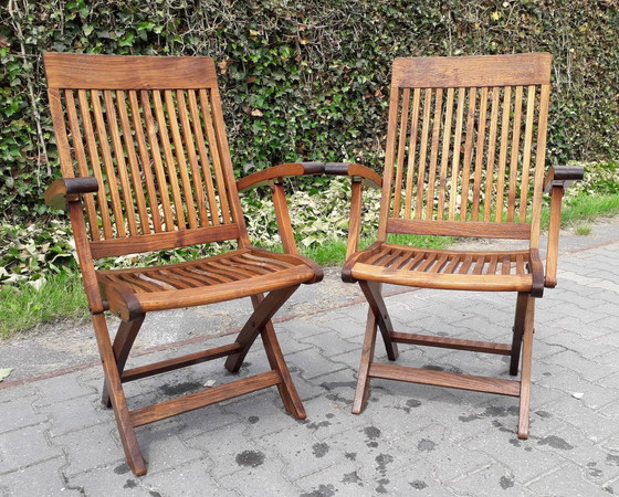 Image 1 of 2 Select Garden teak bistro chairs, folding