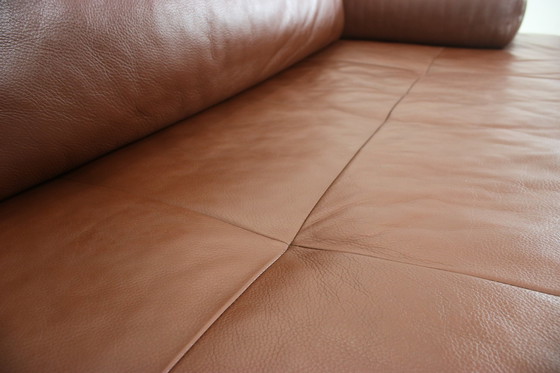 Image 1 of Rolf Benz Dono Couch Two-Seater Brown Leather Sofa Extendable Lounger
