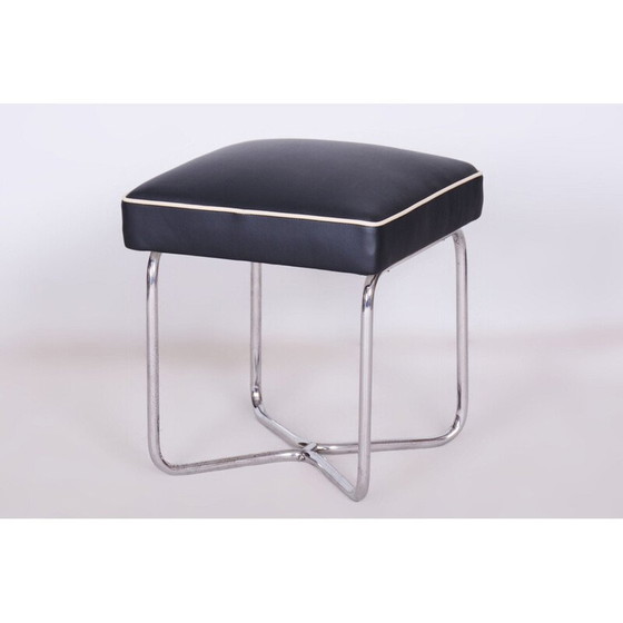 Image 1 of Vintage Bauhaus stool in chrome steel and leather by Marcel Breuer for Mücke Melder, Czechoslovakia 1930