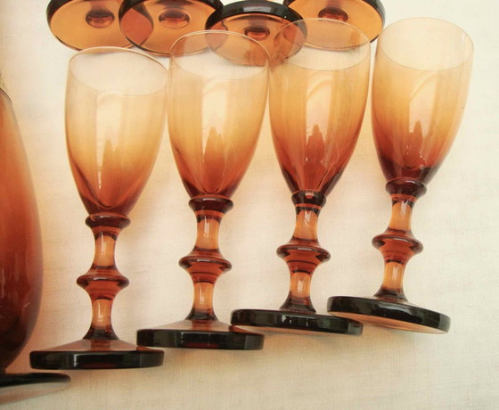 Image 1 of 8 vasos y jarra de cristal Portieux