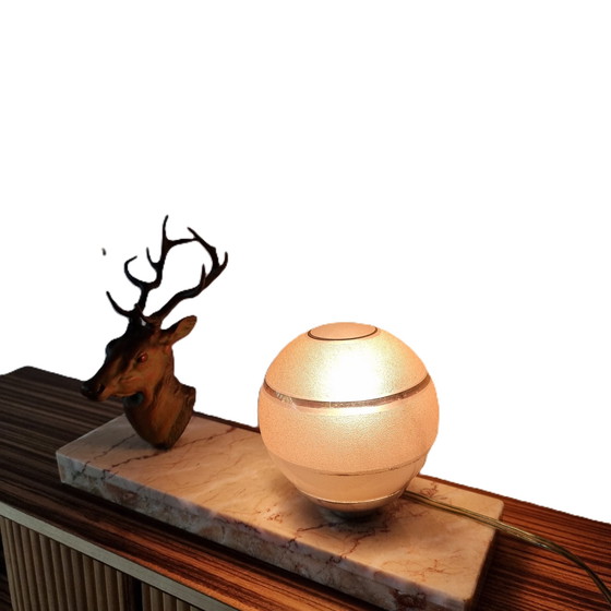 Image 1 of Art Deco table lamp with deer and pink marble