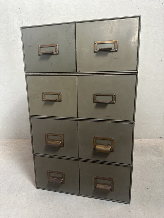 Image 1 of 2X Vintage Industrial Drawer Cabinet