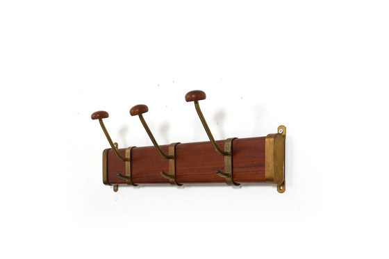 Image 1 of Fine Danish Teak & Brass Coat Racks 1950s