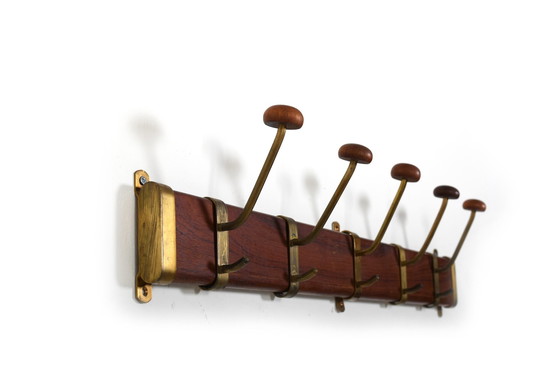 Image 1 of Fine Danish Teak & Brass Coat Racks 1950s