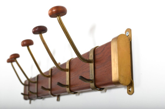 Image 1 of Fine Danish Teak & Brass Coat Racks 1950s