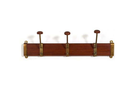 Image 1 of Fine Danish Teak & Brass Coat Racks 1950s