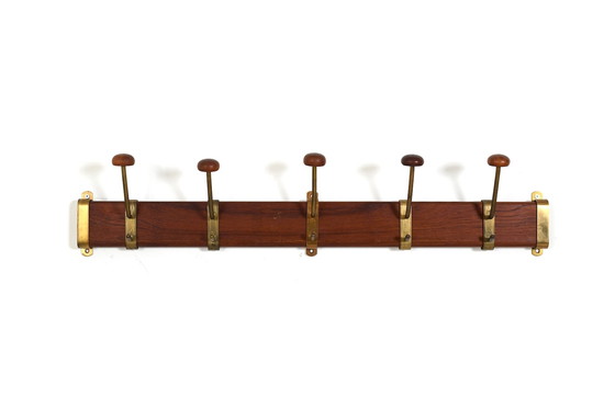 Image 1 of Fine Danish Teak & Brass Coat Racks 1950s