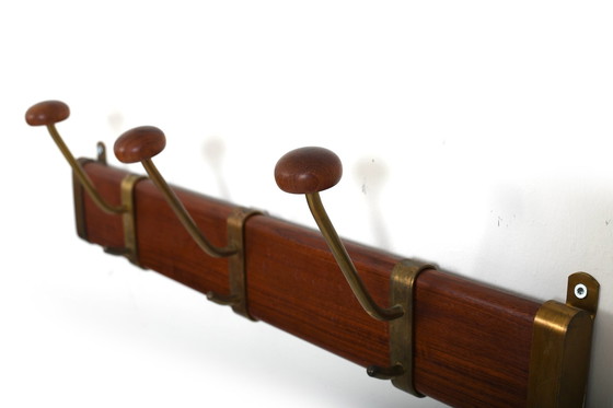 Image 1 of Fine Danish Teak & Brass Coat Racks 1950s