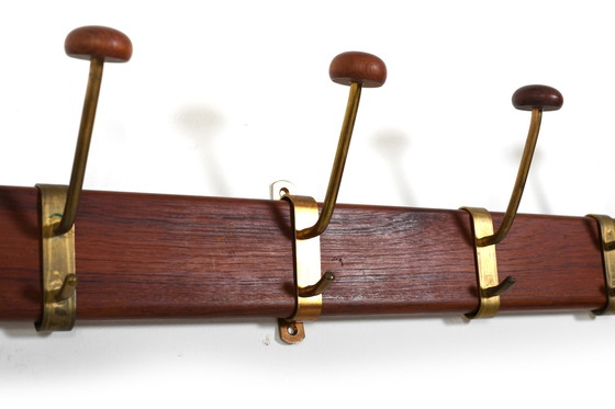 Image 1 of Fine Danish Teak & Brass Coat Racks 1950s