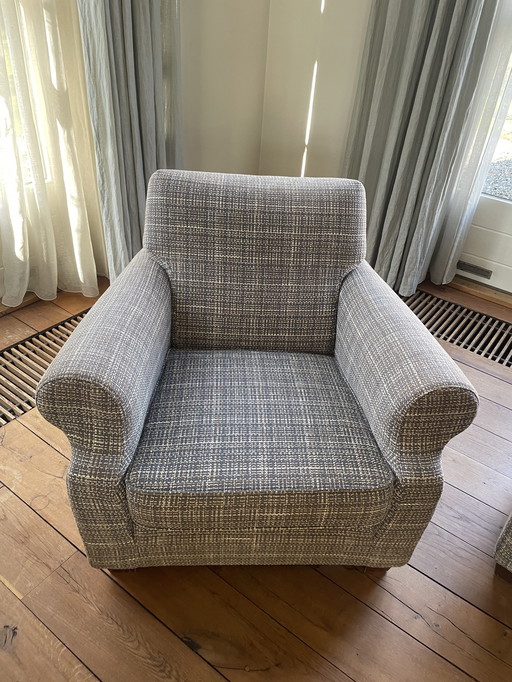 Linteloo Armchair and Hocker (Reupholstered)