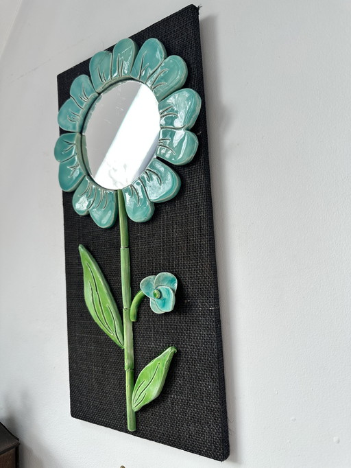 1970s - Ceramic Flower Mirror