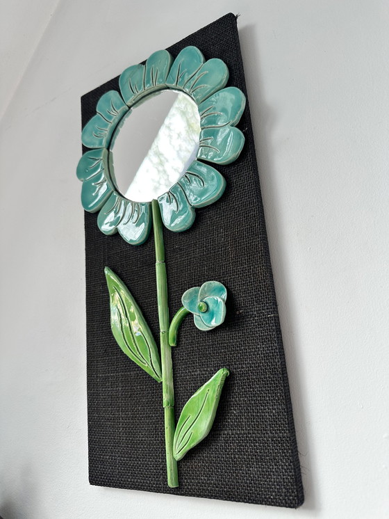 Image 1 of 1970s - Ceramic Flower Mirror