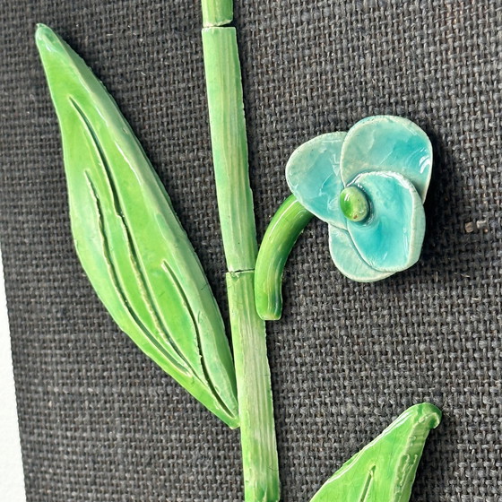 Image 1 of 1970s - Ceramic Flower Mirror