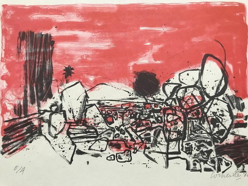 Guillaume Corneille (1922-2010) Rare Dans le Désert 1960 Cobra silkscreen print