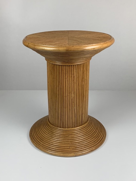 Image 1 of Pencil Reed Ratten Bamboo Coastal Side Table by Vivai Del Sud, Italy, 1970s