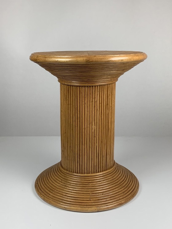 Image 1 of Pencil Reed Ratten Bamboo Coastal Side Table by Vivai Del Sud, Italy, 1970s