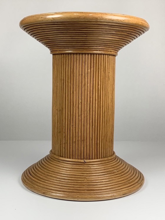 Image 1 of Pencil Reed Ratten Bamboo Coastal Side Table by Vivai Del Sud, Italy, 1970s