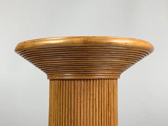 Image 1 of Pencil Reed Ratten Bamboo Coastal Side Table by Vivai Del Sud, Italy, 1970s