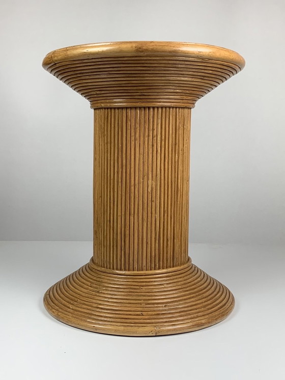 Image 1 of Pencil Reed Ratten Bamboo Coastal Side Table by Vivai Del Sud, Italy, 1970s