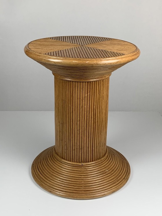 Image 1 of Pencil Reed Ratten Bamboo Coastal Side Table by Vivai Del Sud, Italy, 1970s