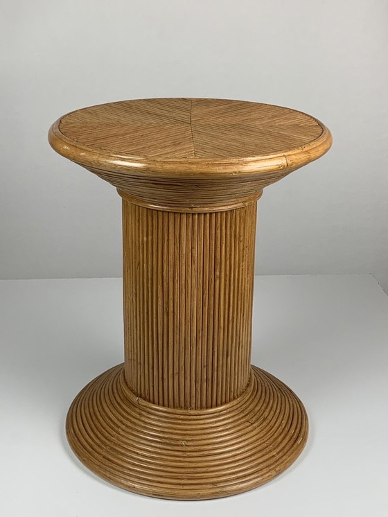 Image 1 of Pencil Reed Ratten Bamboo Coastal Side Table by Vivai Del Sud, Italy, 1970s