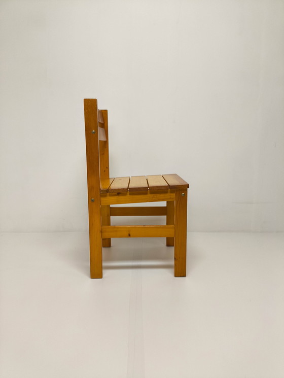 Image 1 of 4x Vintage Solid Pine dining chairs
