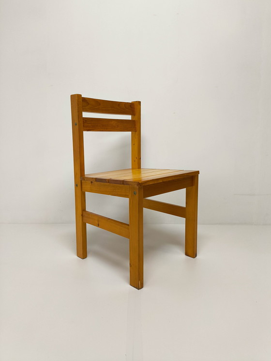 Image 1 of 4x Vintage Solid Pine dining chairs