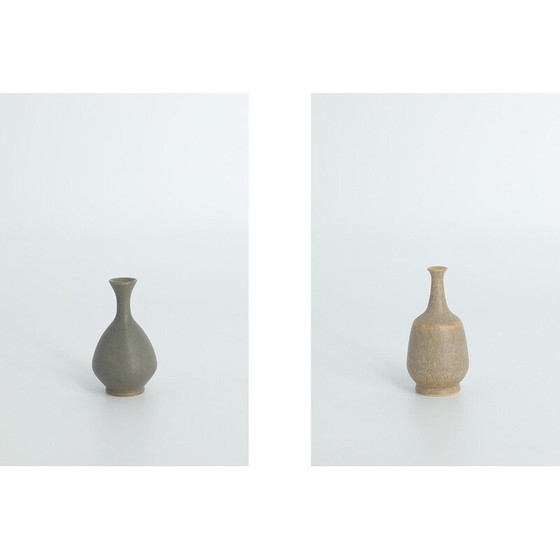 Image 1 of Set of 4 vintage brown stoneware collectible vases by Gunnar Borg for Höganäs Ceramics, Sweden 1960