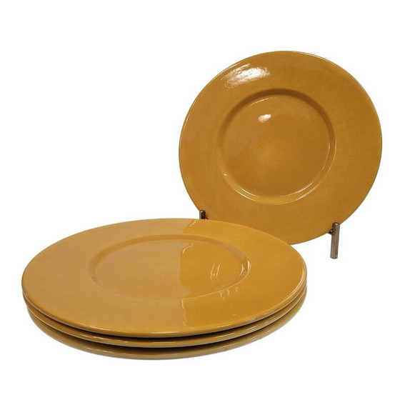 Image 1 of Set of 4 vintage "Pavillon" plates in enameled ceramic by Charles Christofle, Italy 1990