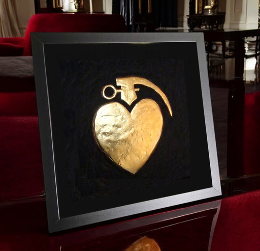 Lovegrenade 23Ct Gold Gilded Artwork Framed