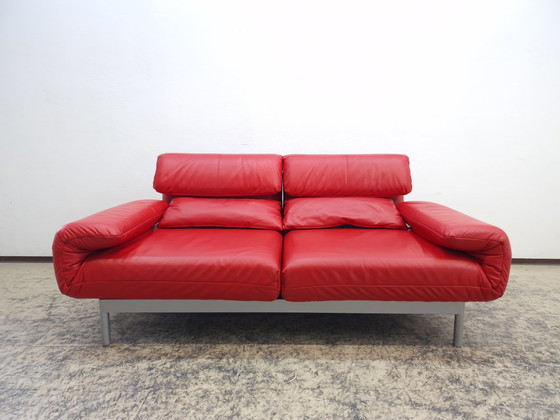 Image 1 of Rolf Benz Plura red designer sofa functional sofa leather sofa couch