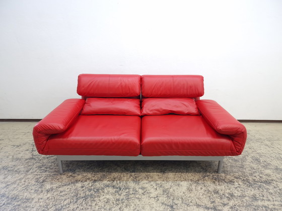 Image 1 of Rolf Benz Plura red designer sofa functional sofa leather sofa couch