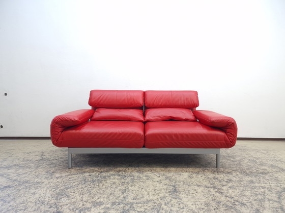 Image 1 of Rolf Benz Plura red designer sofa functional sofa leather sofa couch