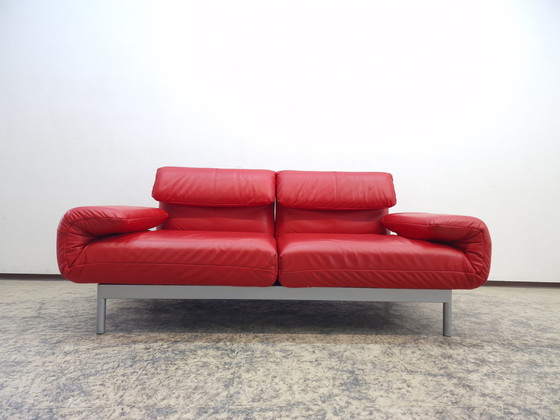 Image 1 of Rolf Benz Plura red designer sofa functional sofa leather sofa couch