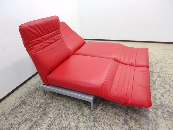 Image 1 of Rolf Benz Plura red designer sofa functional sofa leather sofa couch