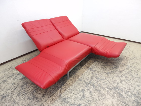 Image 1 of Rolf Benz Plura red designer sofa functional sofa leather sofa couch