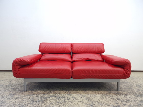 Image 1 of Rolf Benz Plura red designer sofa functional sofa leather sofa couch