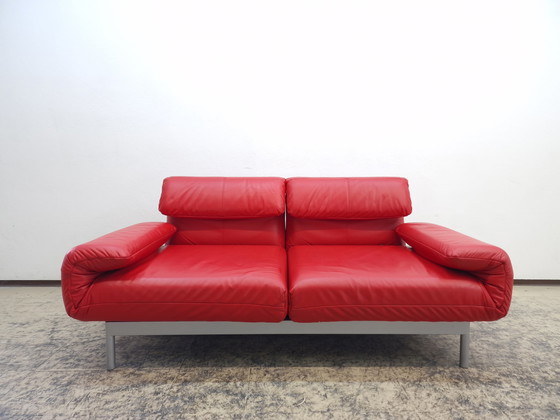 Image 1 of Rolf Benz Plura red designer sofa functional sofa leather sofa couch