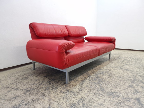 Image 1 of Rolf Benz Plura red designer sofa functional sofa leather sofa couch