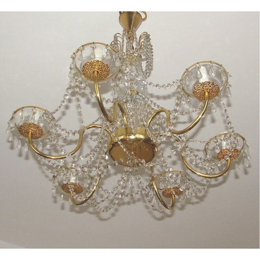 Vintage brass chandelier, 1960