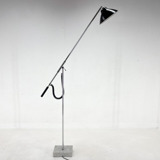 Image 1 of Vintage Italian adjustable chrome and marble floor lamp, 1960s